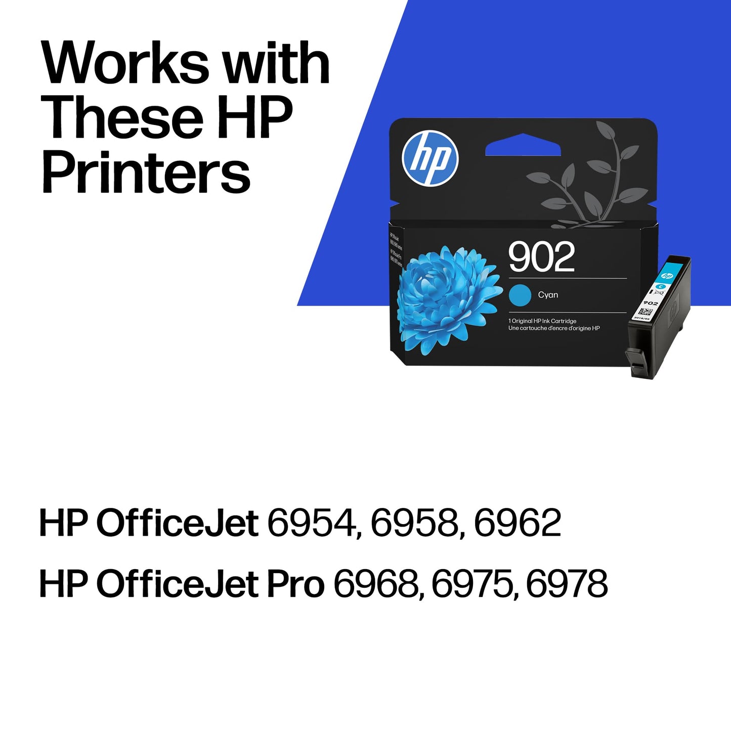 HP 902 Cyan Ink Cartridge | Works with OfficeJet 6950, 6960, Pro 6960, 6970 Series | T6L86AN
