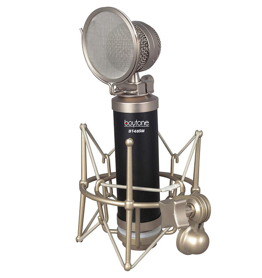 Boytone, Professional Studio Recording Podcast Condenser, Metal Shock Mount, Anti-Wind Cap (BT-68SM)