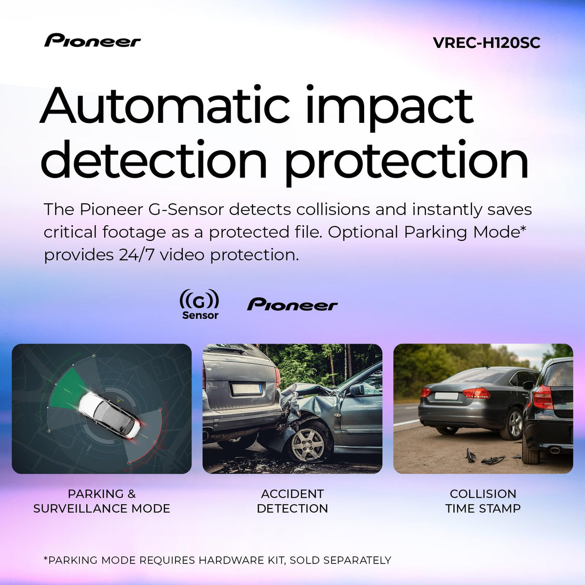 Pioneer VREC-H120SC Compact Front Dash Camera with Impact Detection