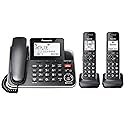 Panasonic Link2Cell Expandable Corded Cordless Phone with Digital Answering System & Smart Call Blocker, One Corded Base Unit and Two Cordless