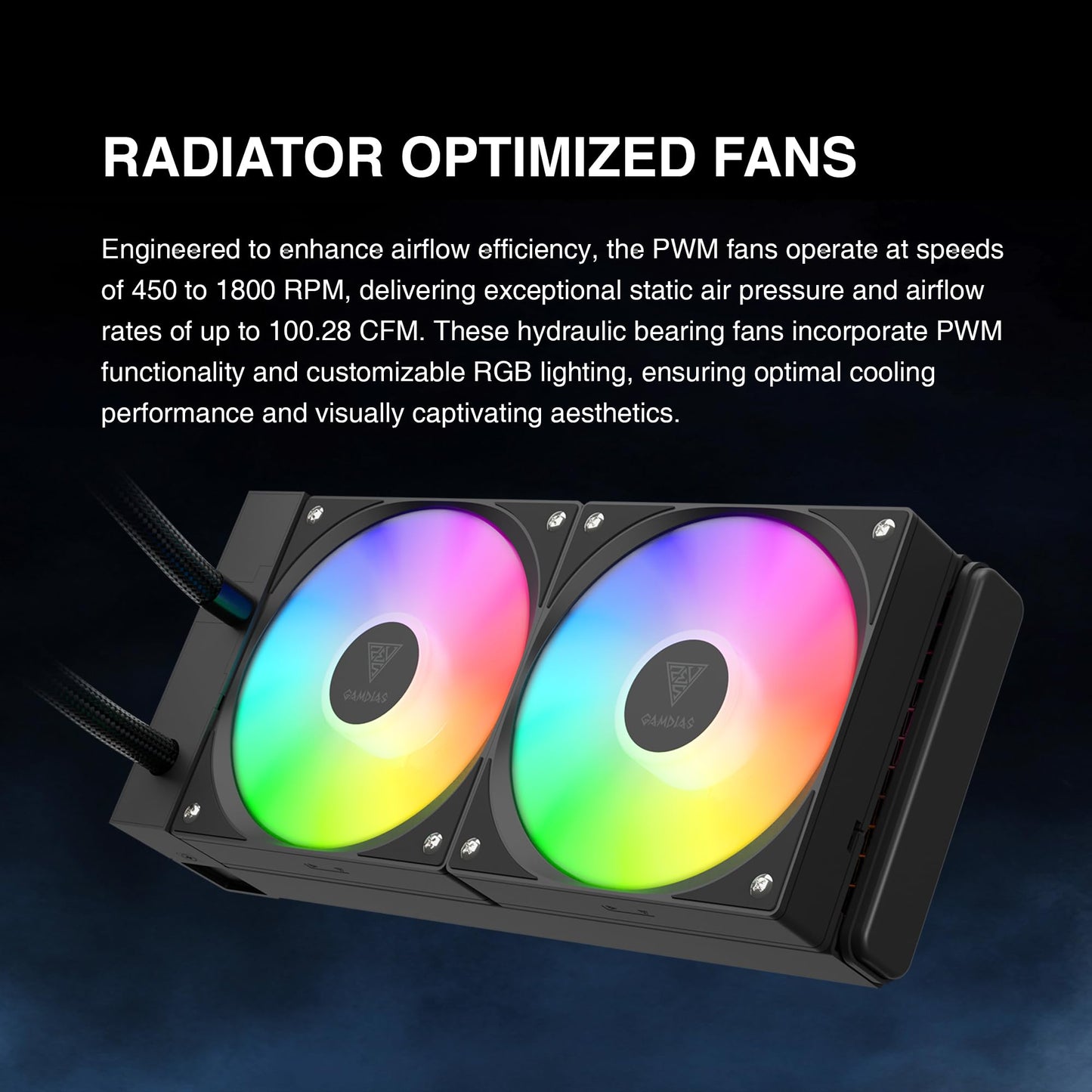 GAMDIAS CHIONE E4 240mm AIO CPU Water Cooler, Real-time Digital Display Patented PWM Pump, Hidden Cable Design, ARGB PWM Fan w/MB Sync, Intel LGA