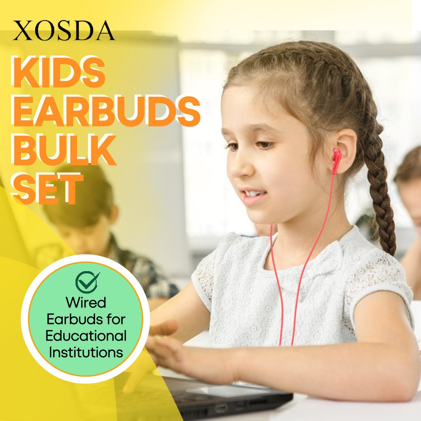 XOSDA Bulk Earbud Headphones 100 Pack Multi Colors Perfect for School Classroom Students Kids Children Gifts and Adults-Wholesale Disposable