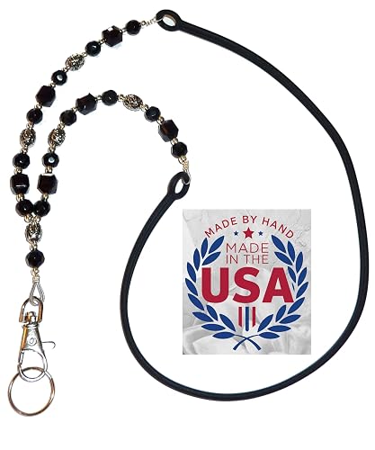 Hidden Hollow Beads Beaded Women's Handmade USA Lanyard Silicone Strap, Cell Phone Teacher Nurse Keys Keychain Exersize ID Card Badge Holder