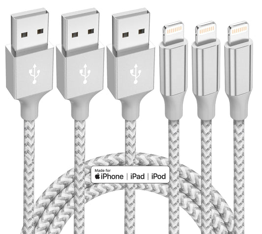 iPhone Charger 3 Pack 10 ft Apple MFi Certified Lightning Nylon Braided Cable Fast Charging Cord Compatible with iPhone 13 12 11 Pro Max XR XS X 8 7…