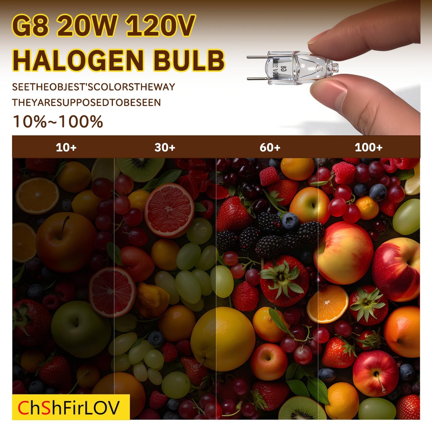 ChShFirLOV G8 Bulb,120V 20W Halogen Light Bulbs 2 Pin,G8 Light Bulbs Replacement for Under Cabinet Puck Lights, Kitchen Hood, Landscape Lights, Desk