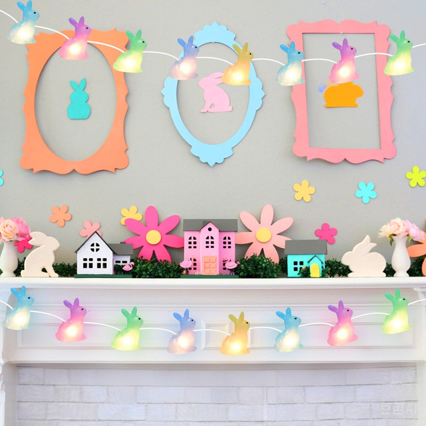 8.5FT Easter Decorations Bunny Lights, 10Pcs LED Pastel Easter Bunny Lights Plug in, Easters Light String for Spring Themed Party Garden Patio Easters