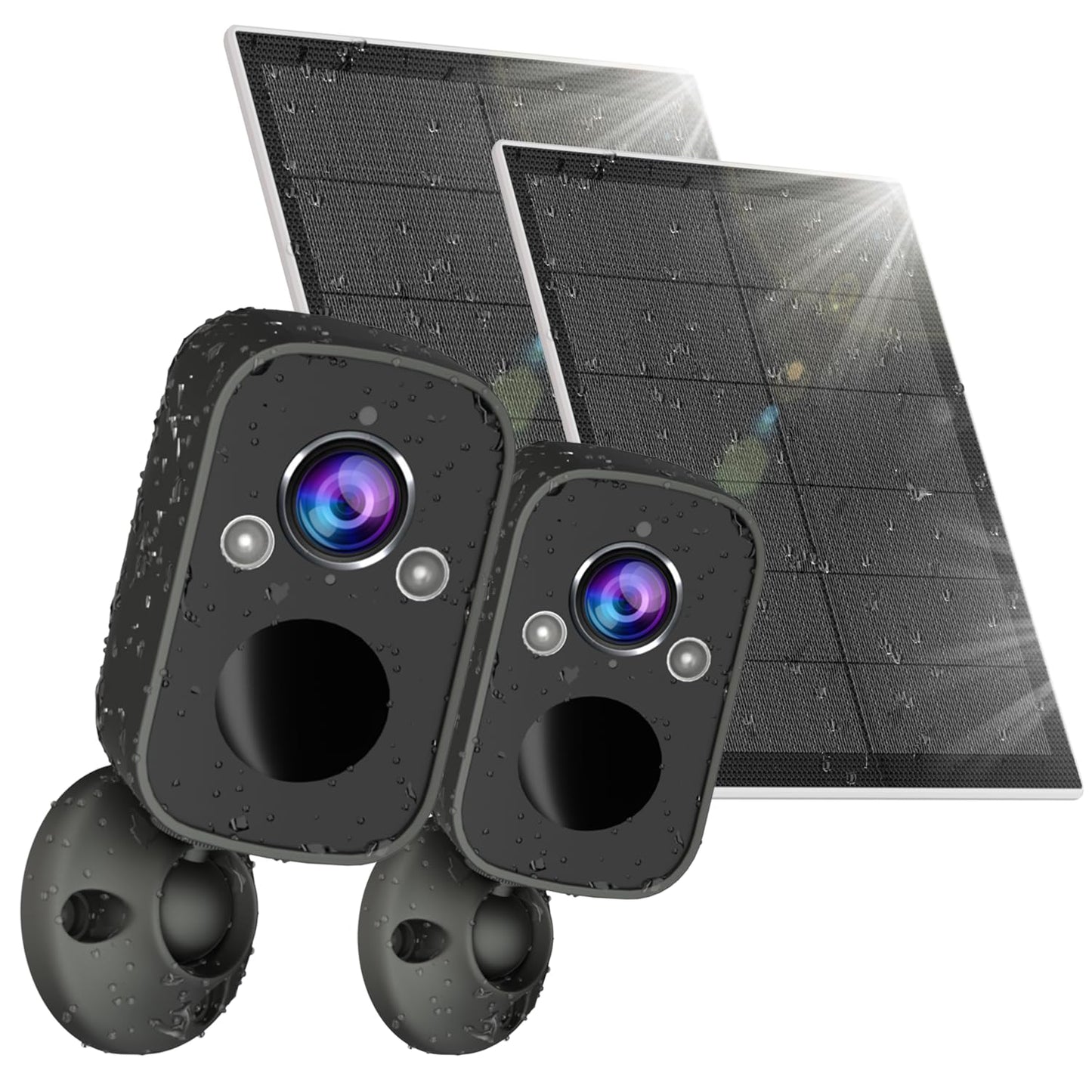 Rraycom 2K Security Camera Wireless Outdoor, Solar Camera with Color Night Vision, AI Motion Detection with Spotlight&Siren, 2-Way Audio, Cloud/SD