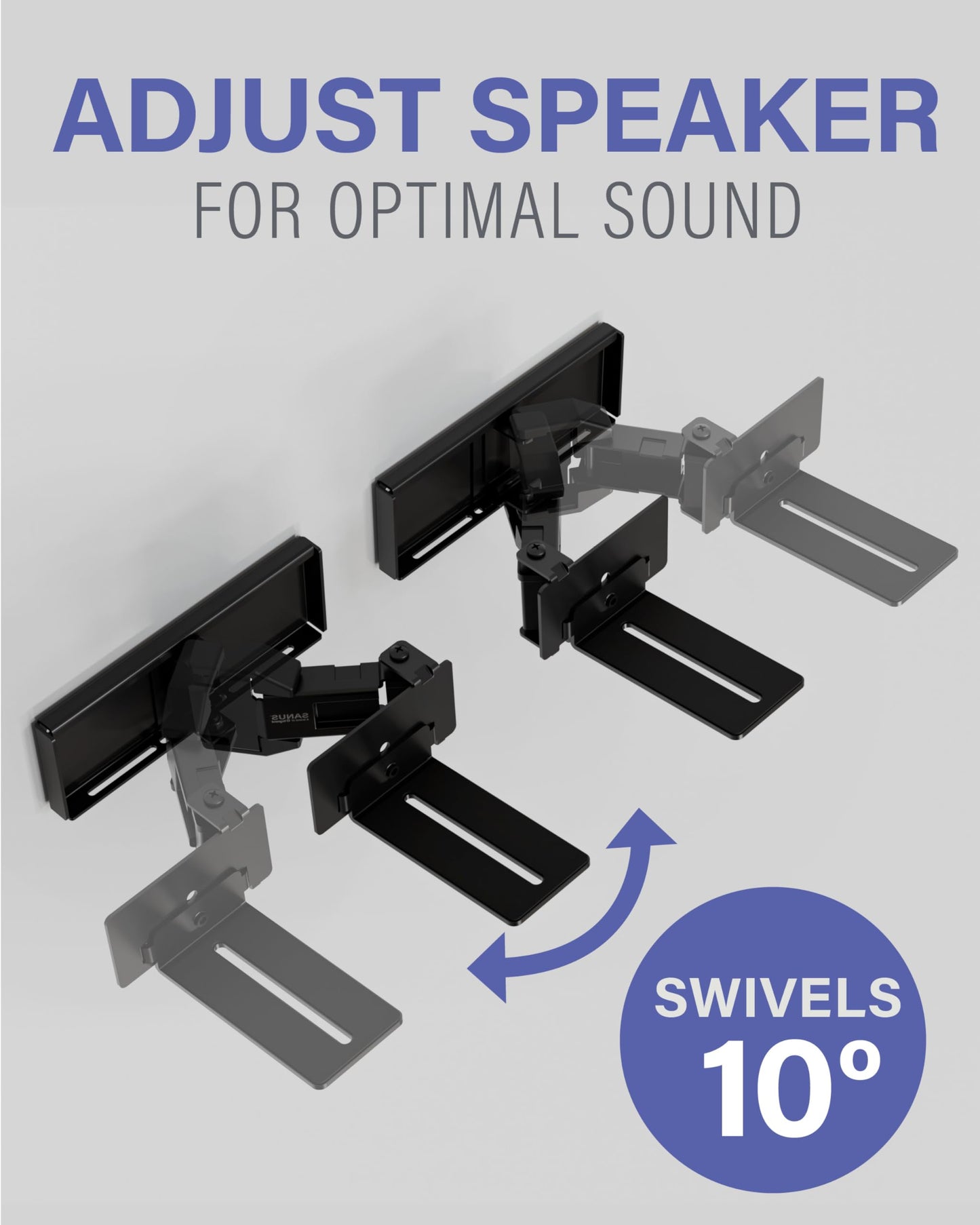Sanus Universal Extendable Soundbar Wall Mount - Compatible with Most Soundbars, Under TV Speaker Mounts for an Easy & Secure Installation of Your