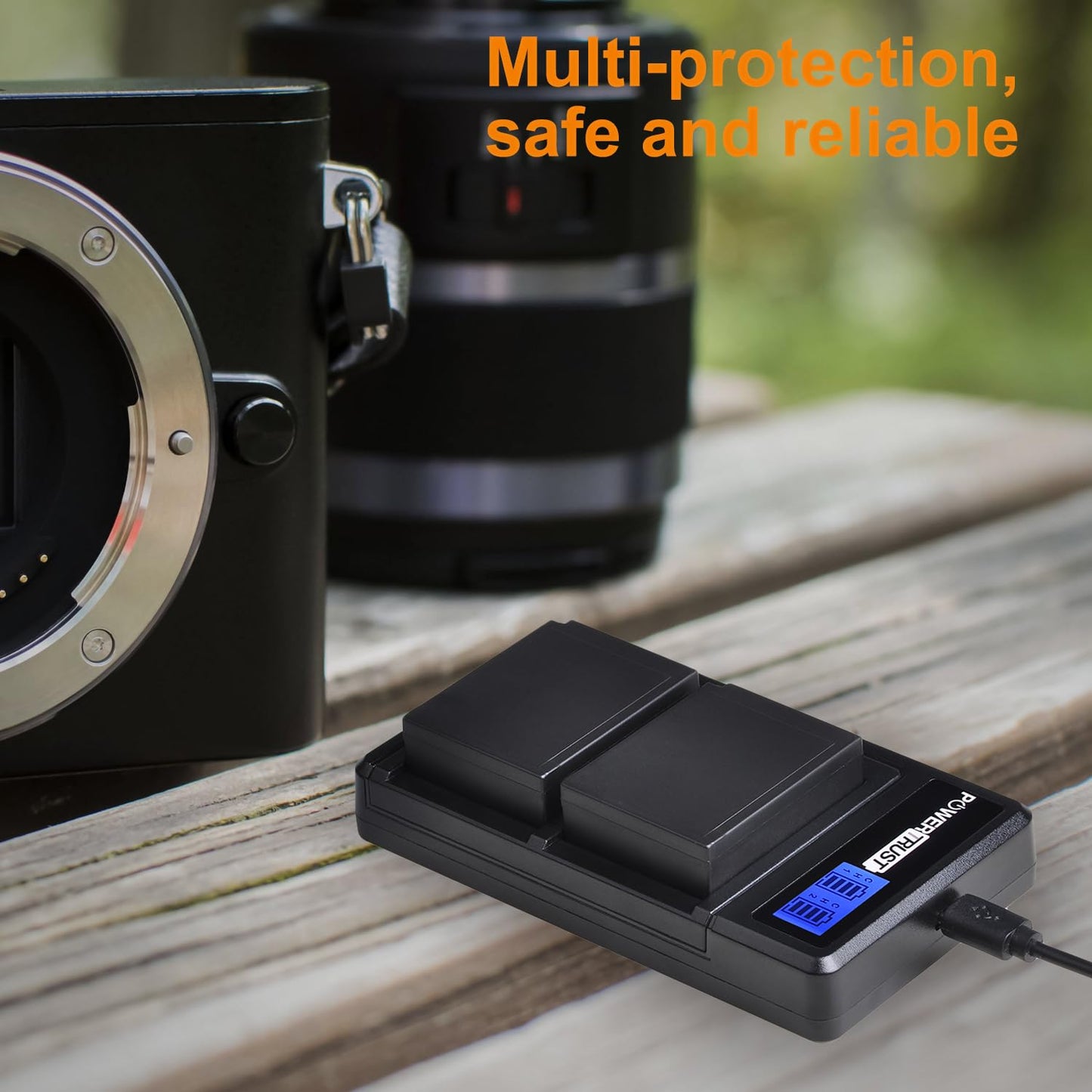 PowerTrust 2 Pack NP-W126 NP W126 Camera Battery and LCD USB Dual Charger for Fuji NPW126 X-T10 XT10 X-Pro1 XPro1 X-T1 XT1, HS30 33 35 5