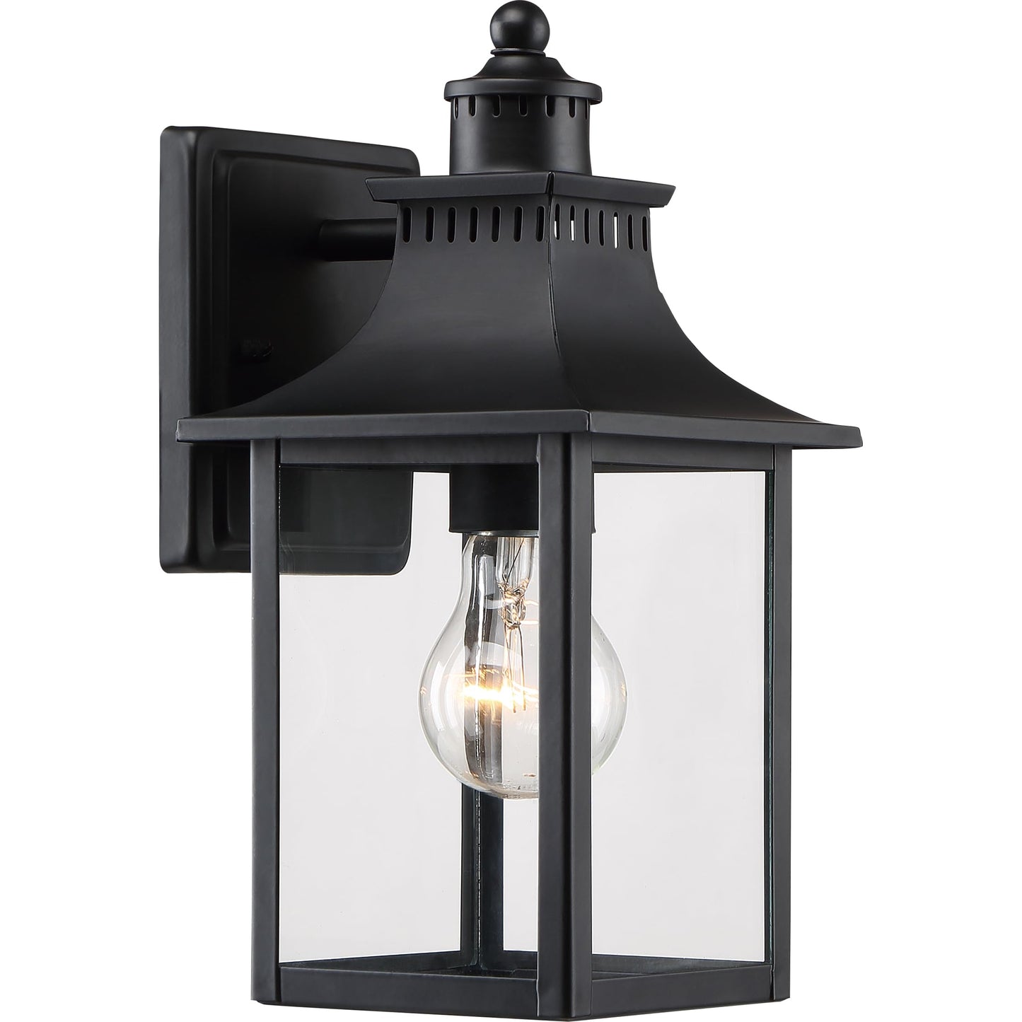 Quoizel Chancellor Outdoor Wall Lantern, 11.5 Inch 1-Light Vintage Wall Sconce, Mystic Black Lantern Wall Light, Clear Glass, Outside Lights
