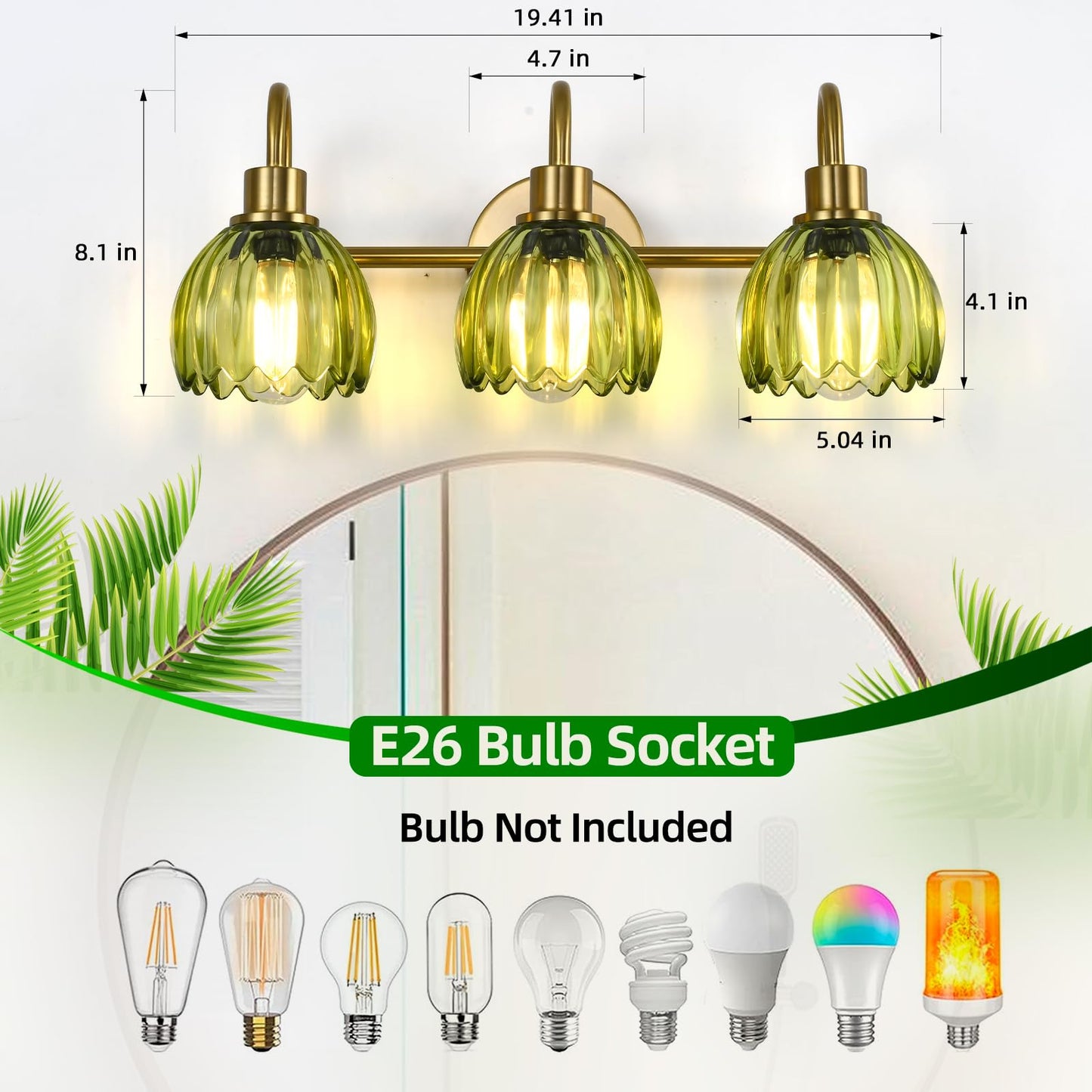 NOVCAND 3 Light Brushed Gold Bathroom Vanity Light,Vintage Brass Wall Sconces Hardwired,Wall Mounted Lighting Fixtures Over Mirror Kitchen Bedroom