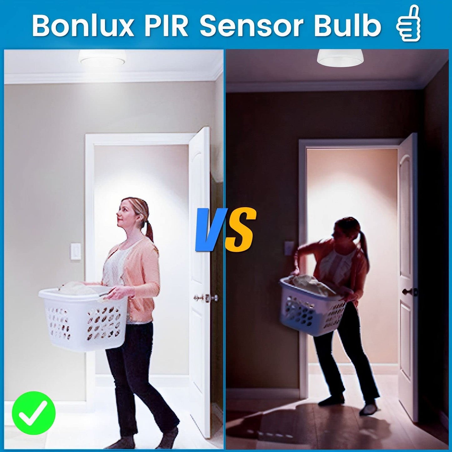 Bonlux Motion Sensor LED Ceiling Light Bulbs E26 Medium Base, 15W PIR UFO Motion Activated Night Light 150W Equivalent Auto On/Off for Hallway Stairs
