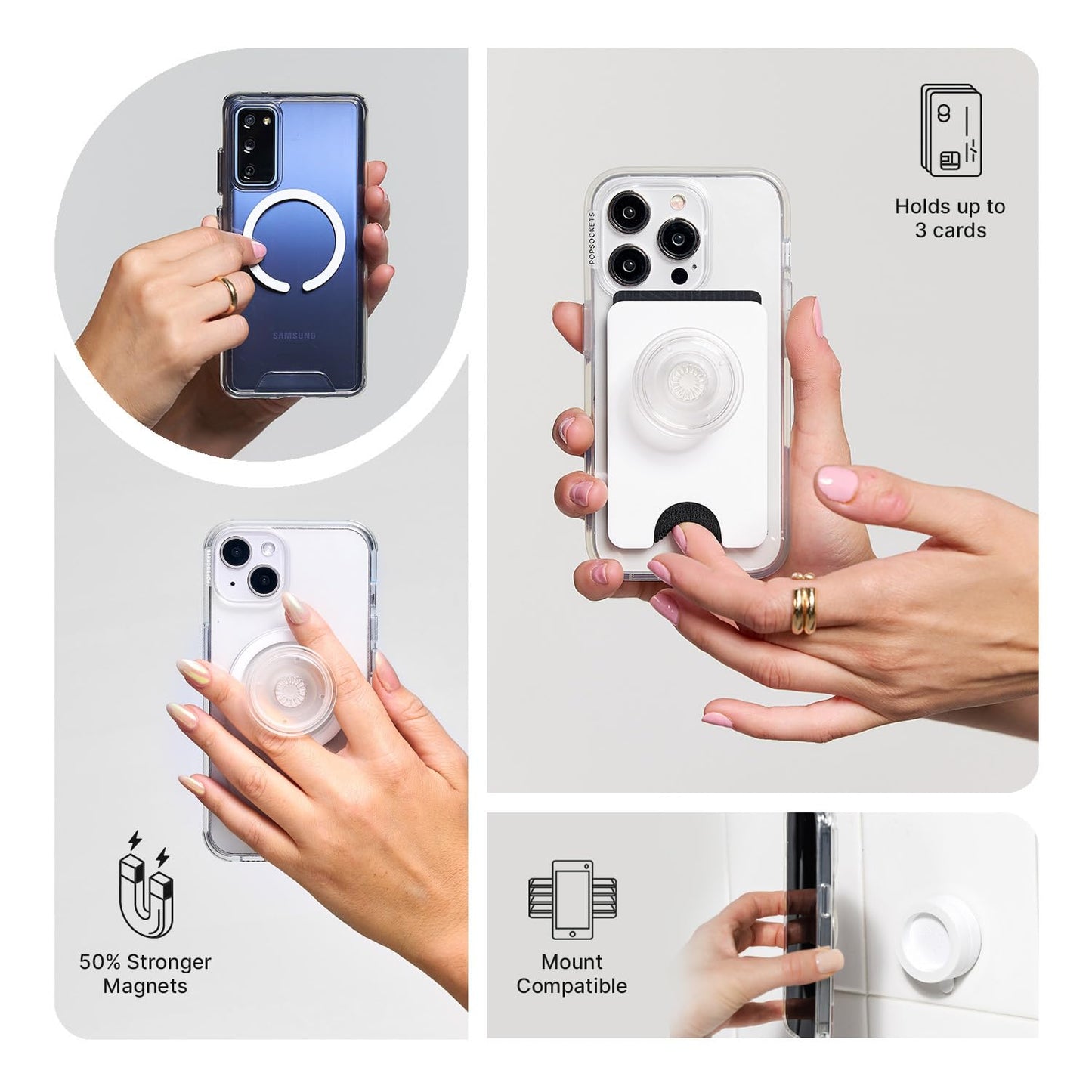 PopSockets Phone Wallet for MagSafe, Phone Card Holder with Grip, Gold - Tan Nigiri