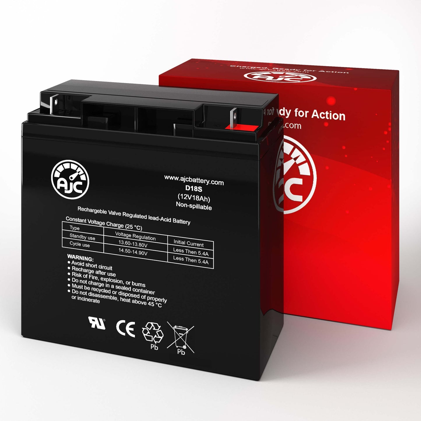 AJC Battery Compatible with Kung Long WP18-12 12V 18Ah Sealed Lead Acid Battery