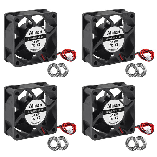 Alinan 4pcs 6025 60mm x 25mm 12V Dual Ball Bearings Brushless Fan 2Pin DC Cooling Exhaust Fan for Radiator DIY Air Exhaust Vent Cooling