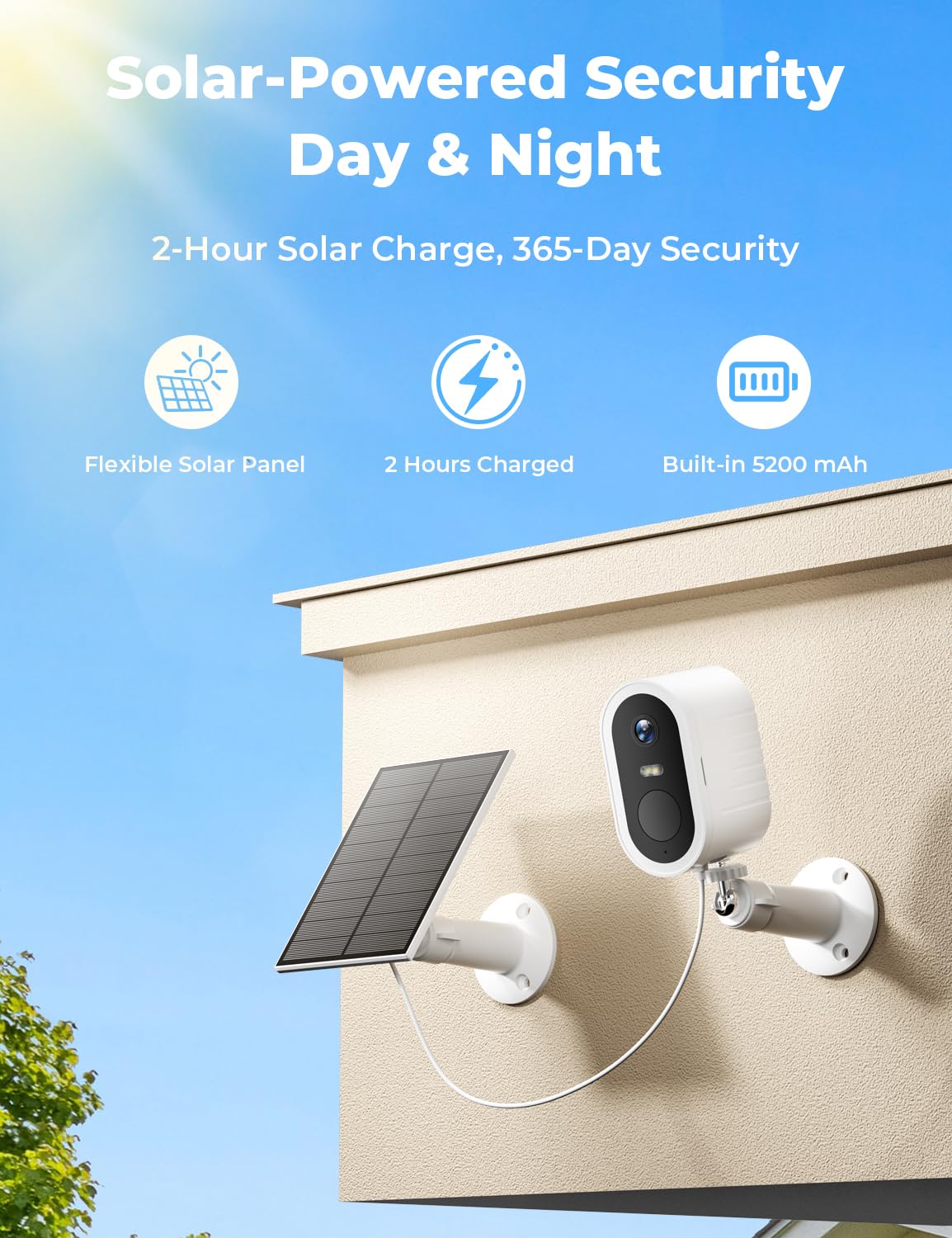 Security Cameras Wireless Outdoor No Subscription,5G/2.4G WiFi 4MP Solar Cameras for Home Security 2Cam-Kit,180-Day Powered,128GB Local Storage,Color