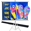 60 Inch Projector Screen Portable with Stand & Carry Bag, 4:3 Aspect Ratio, Lightweight Foldable Design for Home Theater & Outdoor Movies, Easy Setup