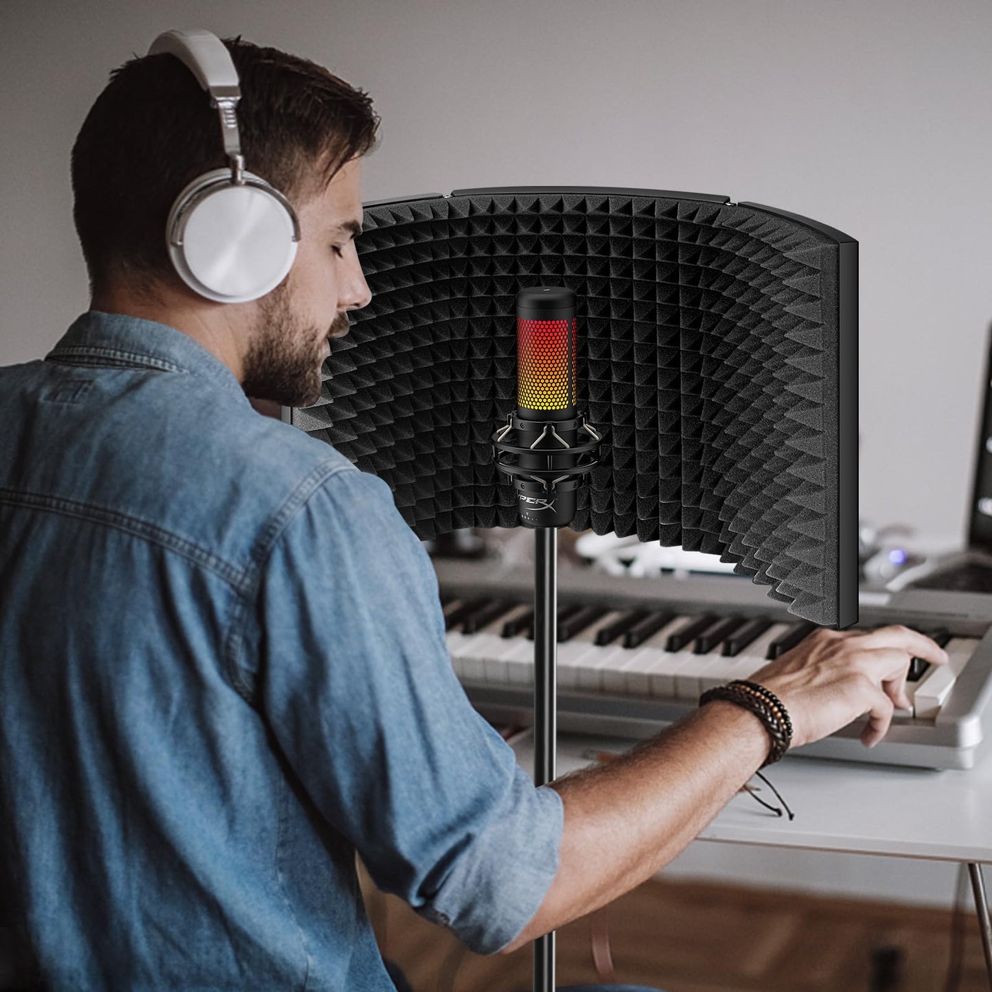 Aokeo Professional Studio Recording Microphone Isolation Shield,Suitable for Blue Yeti and Any Condenser Microphone Recording Equipment?AO-403?