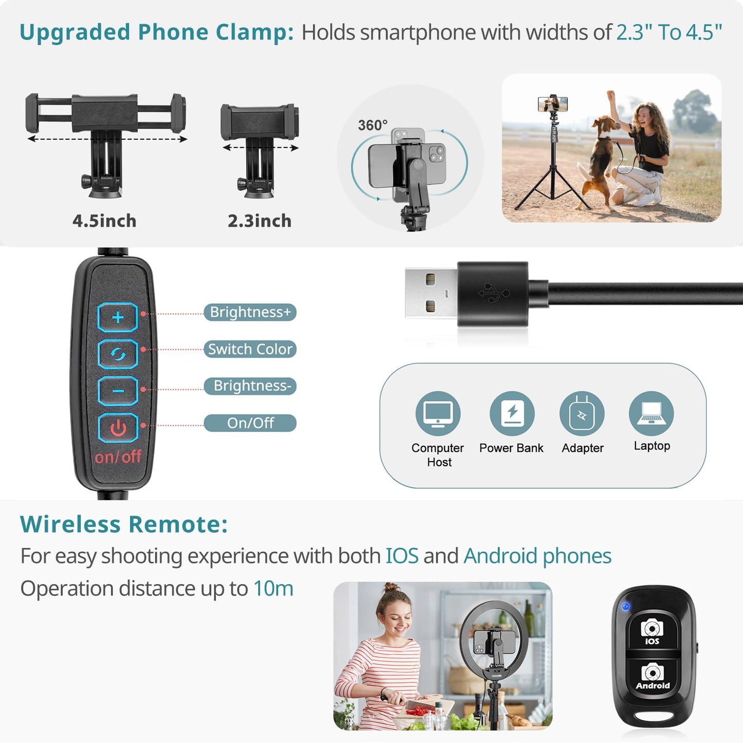 Eicaus 12" Ring Light with Tripod Stand and Phone Holder,Selfie LED Lighting with 62" Phone and Stand,Circle Ringlight for Photography,TIK Tok