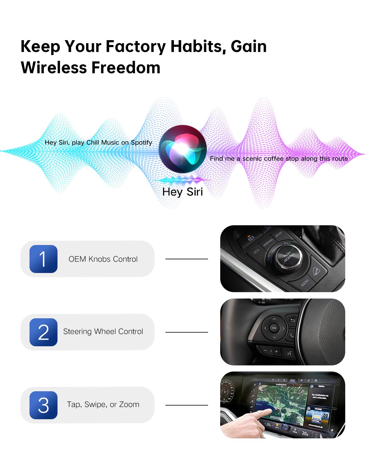 ViaBecs Wireless CarPlay Adapter for iPhone(2025 Upgraded) - Convert Factory Wired to Wireless, Dual-Band 5.8GHz/2.4GHz Wi-Fi, Plug & Play for iOS