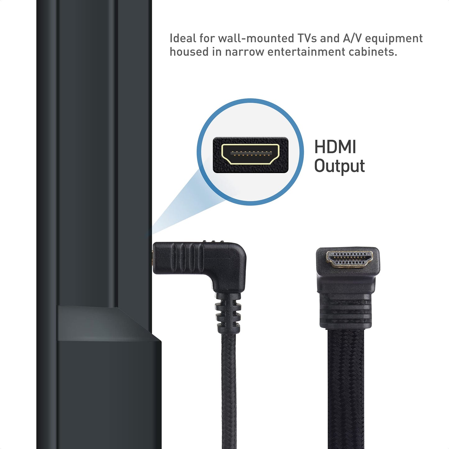 Cable Matters 90-Degree Flat 48Gbps Ultra HD 8K HDMI Cable 10 ft with 8K @60Hz, 4K @120Hz and HDR Support for PS5, Xbox Series X/S, RTX3080 / 3090, RX