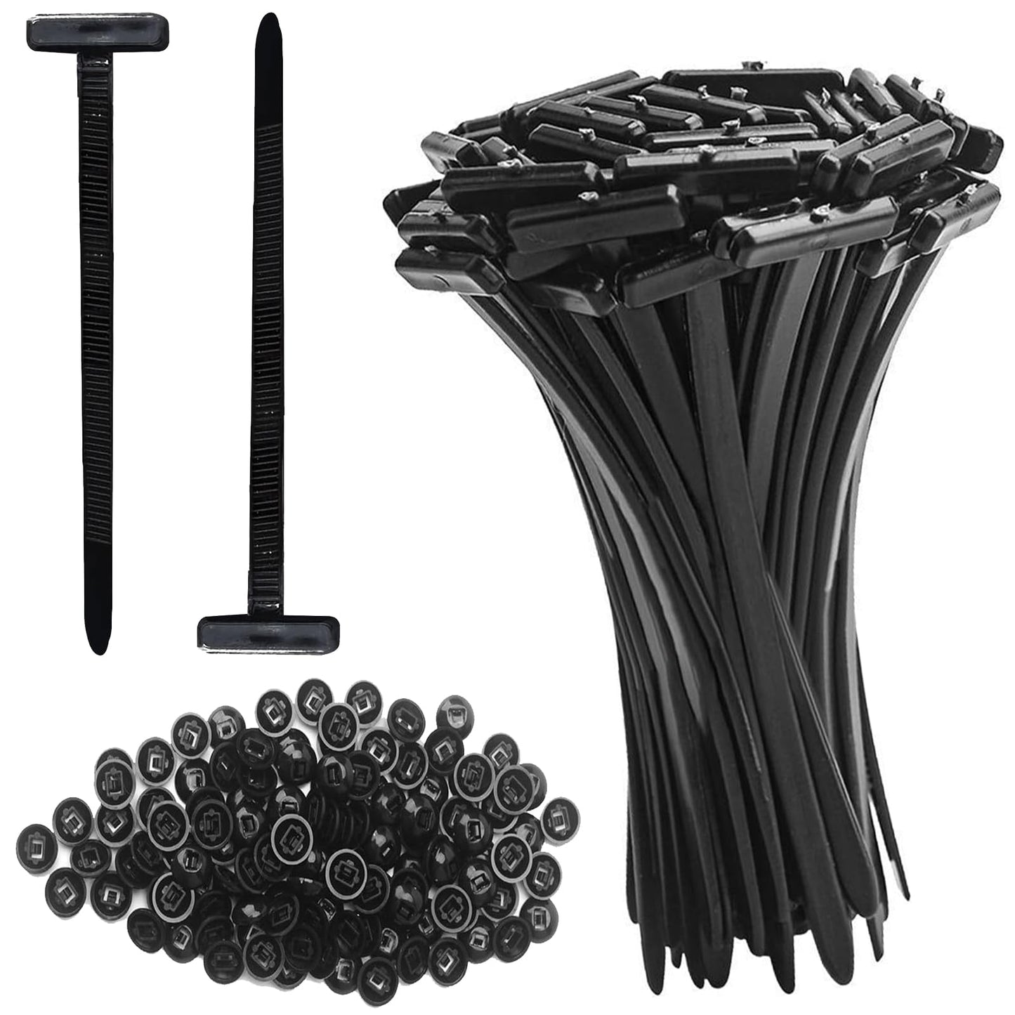 100 Pcs Nylon Universal Cable Tie Buckle -Heavy Duty Self-Locking Push Pin Design with Button,UV Resistant Black Zipties for Car Daily Auto Fixing