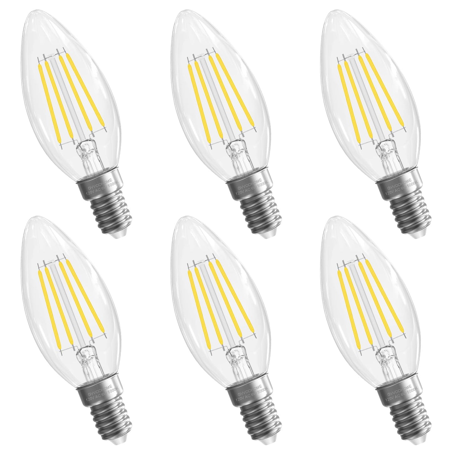 Candelabra Light Bulbs 5000K Daylight, 60W Equivalent, E12 LED Bulb