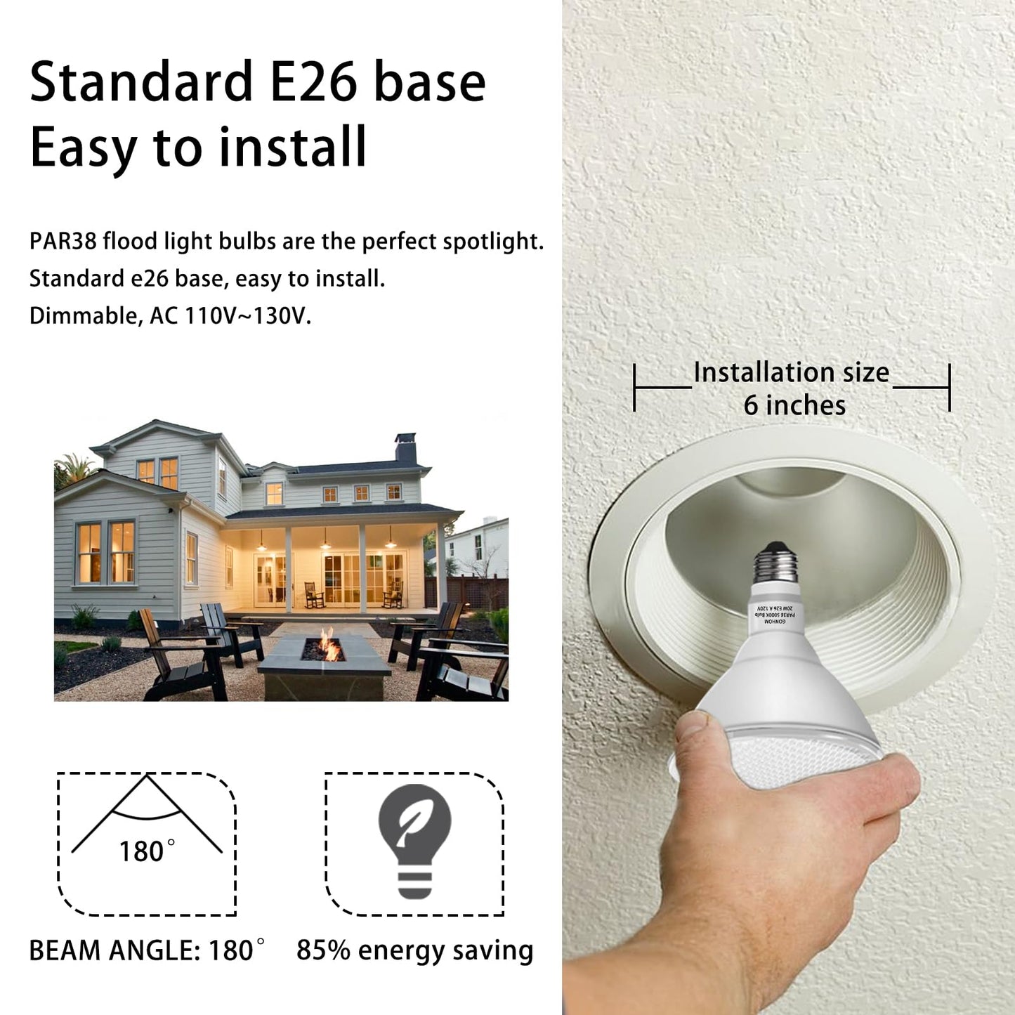 Gonhom Par38 led Flood Lights Outdoor Light Bulb,Dimmable 1800LM,20W Replace up to 200W,Outdoor Flood Light Bulbs for Backyard,Garage,Porch,Garden,2