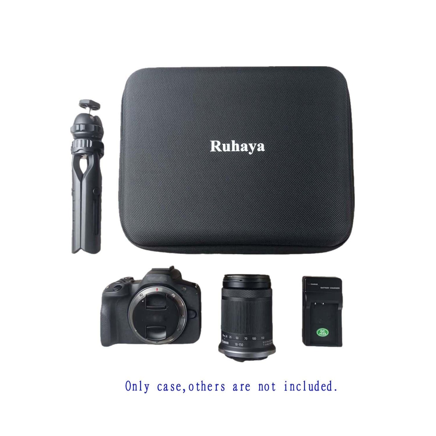 Ruhaya Hard Shell Camera Case Compatible with Canon/Sony camera, EVA Material, Adjustable Shoulder Strap, Zipper Closure, Black, with Elastic Dividers