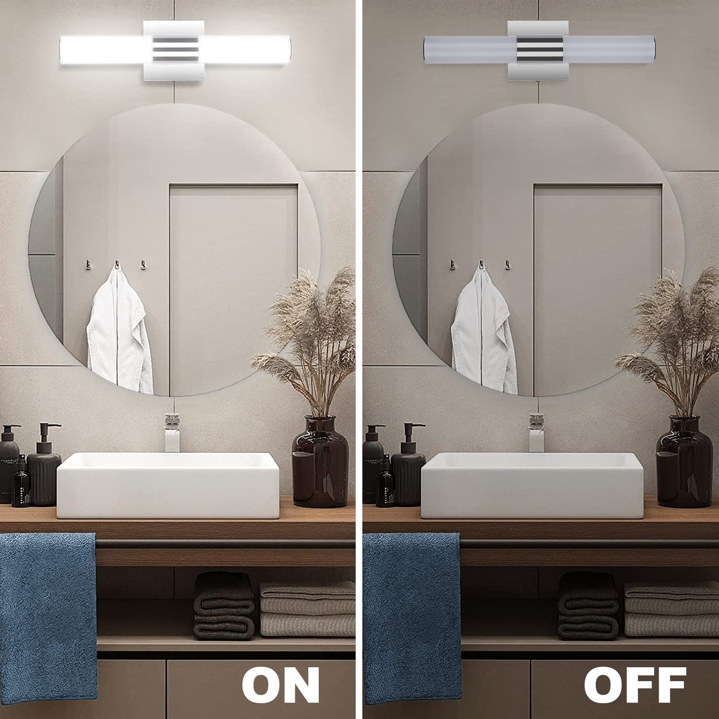 TRLIFE LED Vanity Light, Dimmable 8W 6000K Cool White Bathroom Vanity Light Fixture Over Mirror (15.7in)