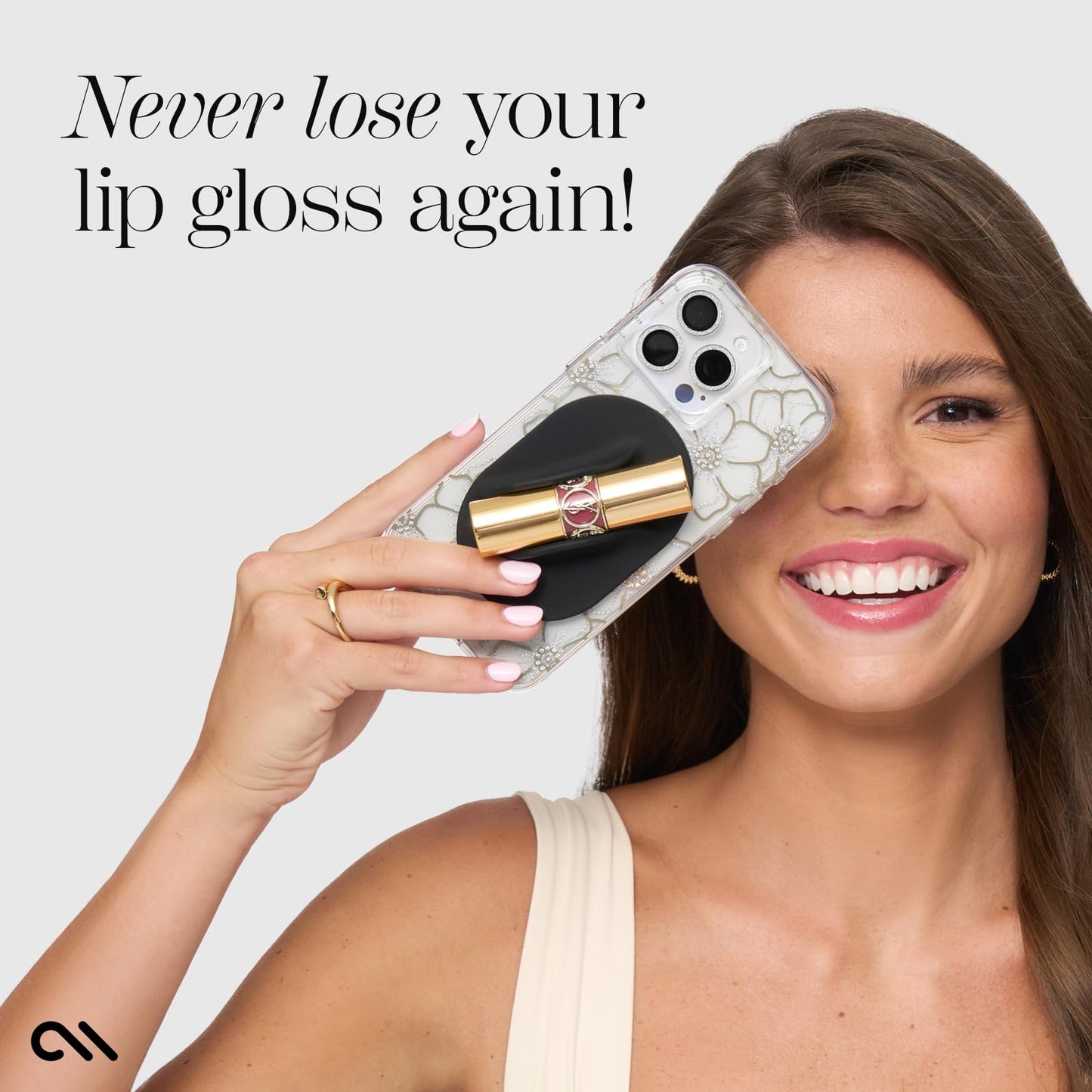 Case-Mate Glossy Magnetic Lip Gloss Holder [Detachable MagSafe Lipstick Holder] Fits Most Lip Gloss and Lipstick Brands - Snap On Phone Accessory