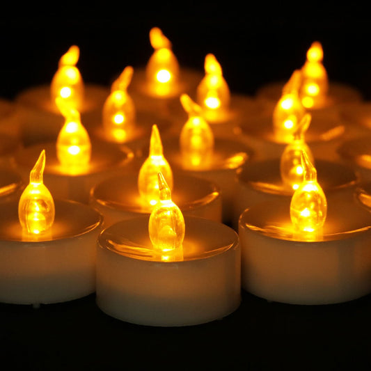 Cozeyat 12pcs Tea Lights Led Timer 6 Hours Battery Operated Mini Candles, Long Lasting Timed Tealights Flickering Yellow for Wedding Reception