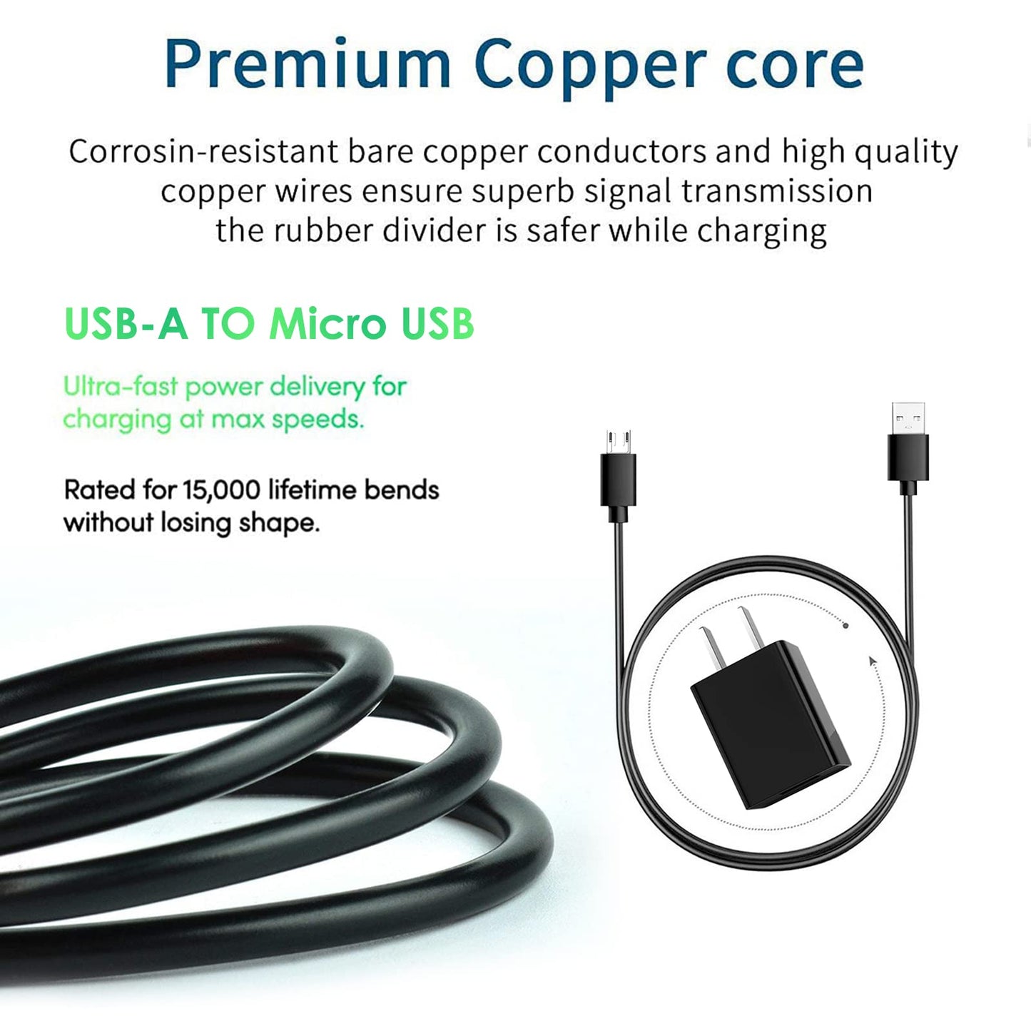 Charger Mirco USB Charging Cable Compatible with Alcatel Go Flip, Go Flip 3, Go Flip V,Alcatel Cingular Flip 2/3, MyFlip, QuickFlip, Smartflip 4052r
