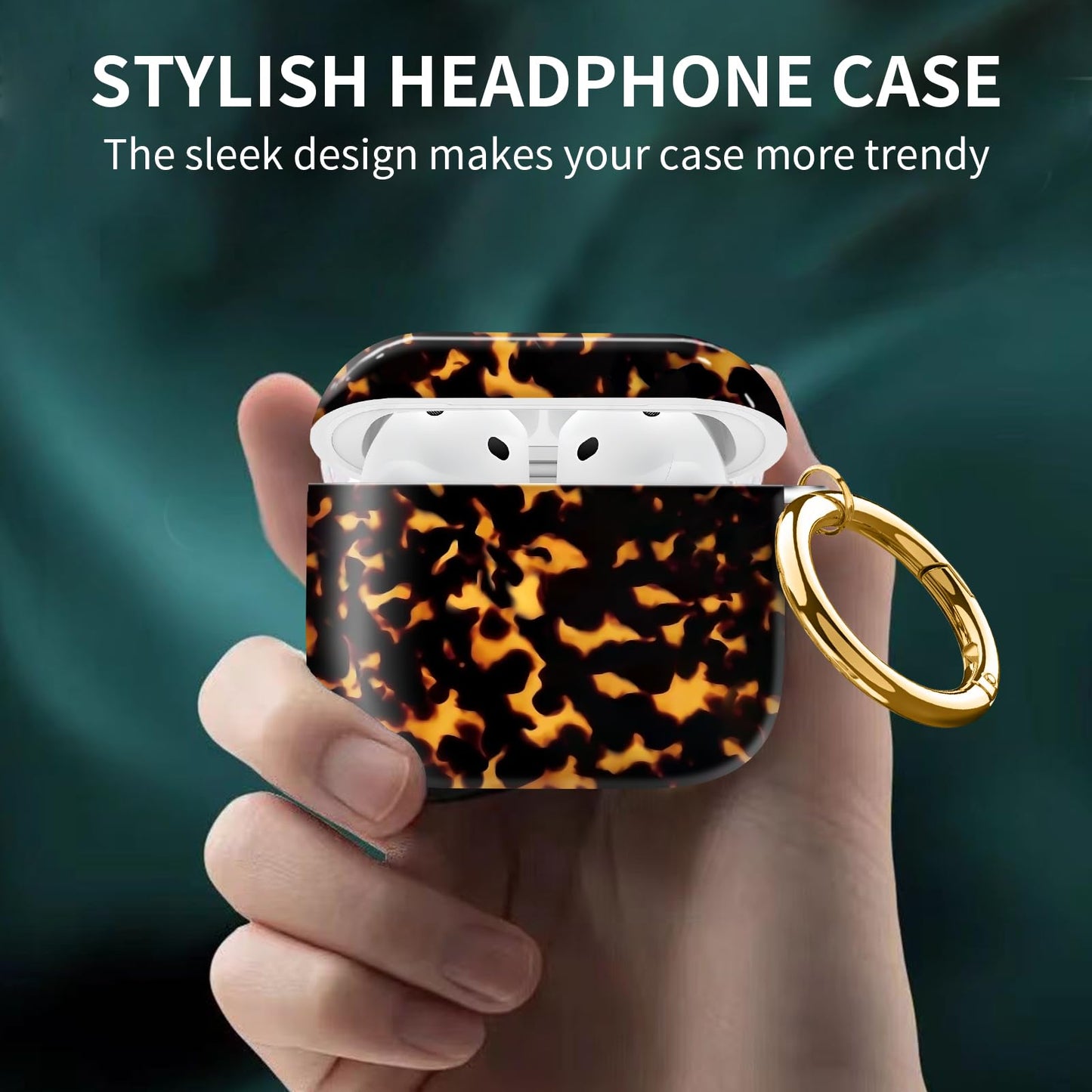 Compatible with AirPods 4th Generation Case 2024, Shockproof Cover with Golden Buckle for Women & Girls, Protective Anti-Drop Design(Cute Luxury