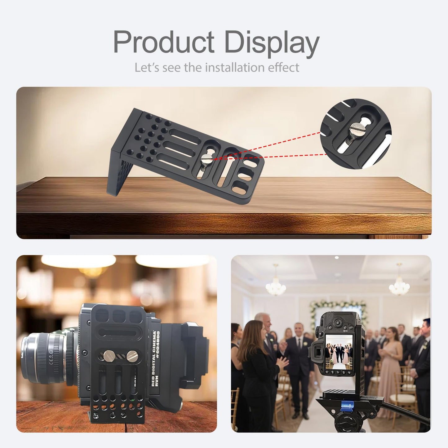 DINESK Camera L Bracket ,Universal Vertical Camera Mount Horizontal Switching Tripod Quick Release Plate Compatible with Canon Nikon Sony 4K Video
