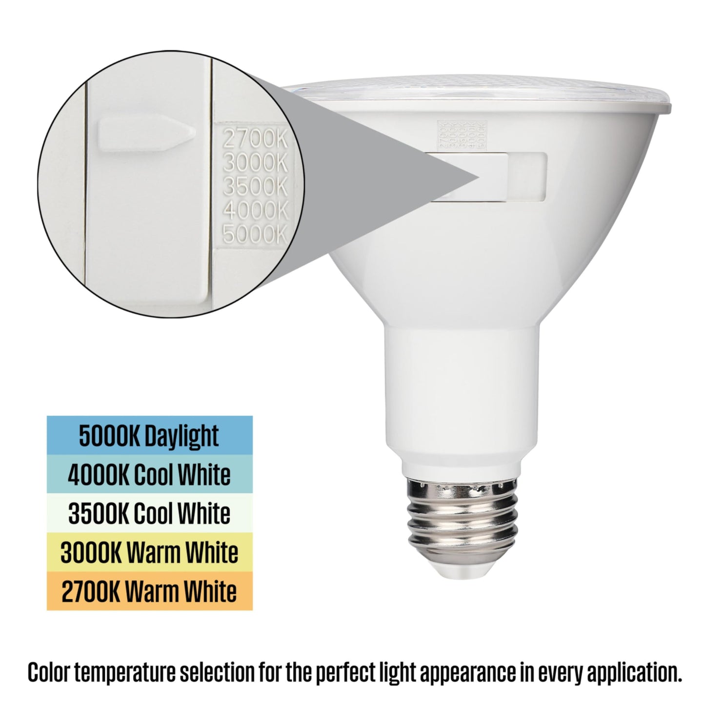 11 Watt (75 Watt Equivalent) PAR30 Flood Dimmable Indoor/Outdoor LED Light Bulb with Color Temperature Selection