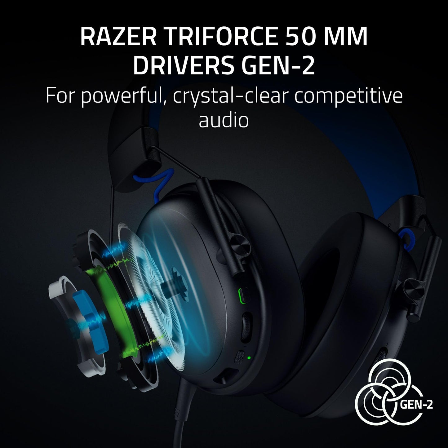 Razer BlackShark V3 X HyperSpeed Wireless Gaming Headset for PS5: 50mm Drivers - Cardioid Mic - 2.4 GHz, Bluetooth - Works with PC, Mac, Nintendo
