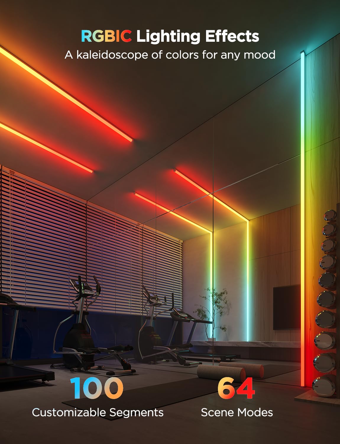 Govee RGBIC LED Strip Lights 32.8ft with Covers, Smart Lights Work with Alexa and Google Assistant, LED Diffuser Channel with LED Lights for Bedroom