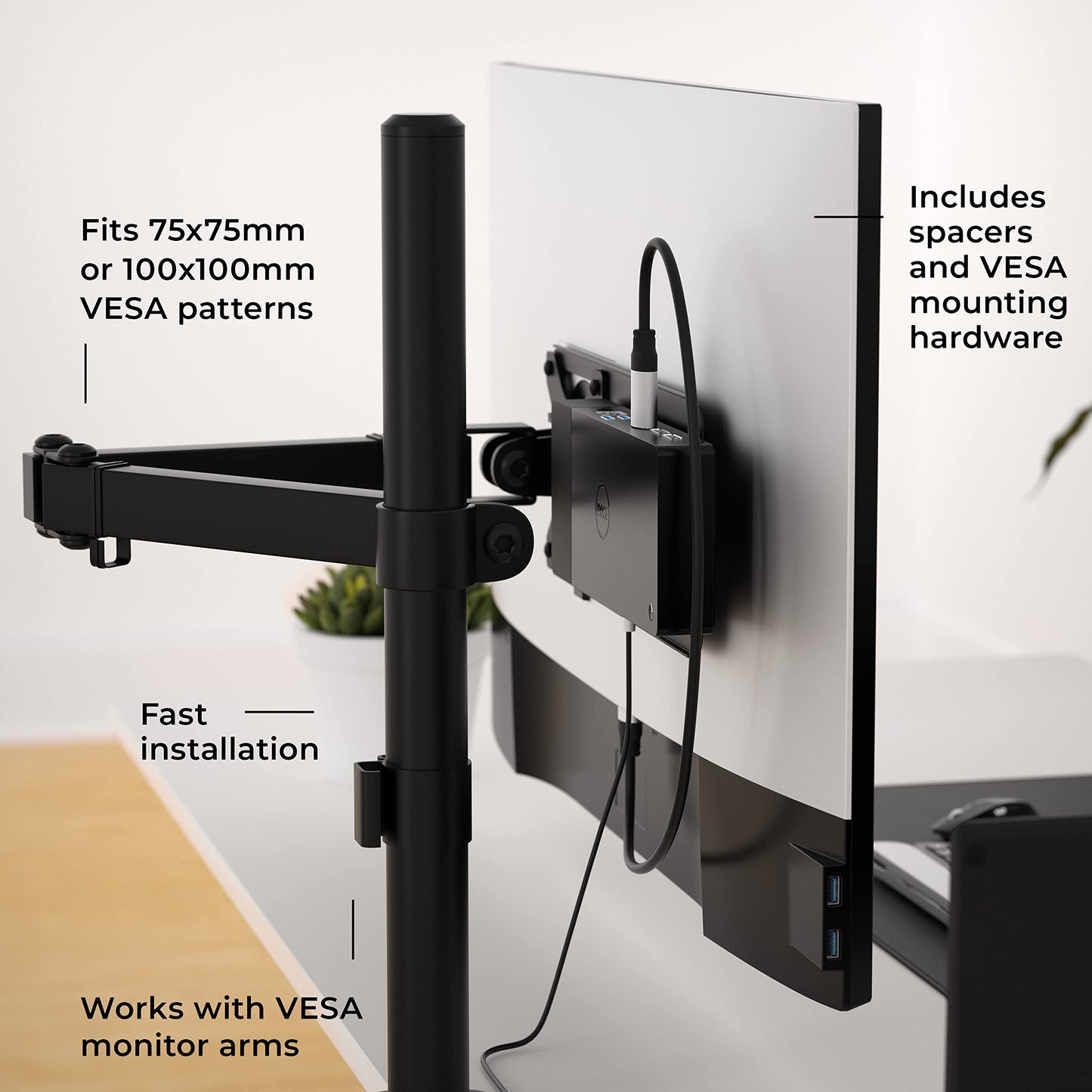 HumanCentric Monitor Arm VESA Mount Extension Compatible with Dell Docking Station WD19, W19TB, WD19DC, and WD15, Adapter for Dell Docking Station Arm