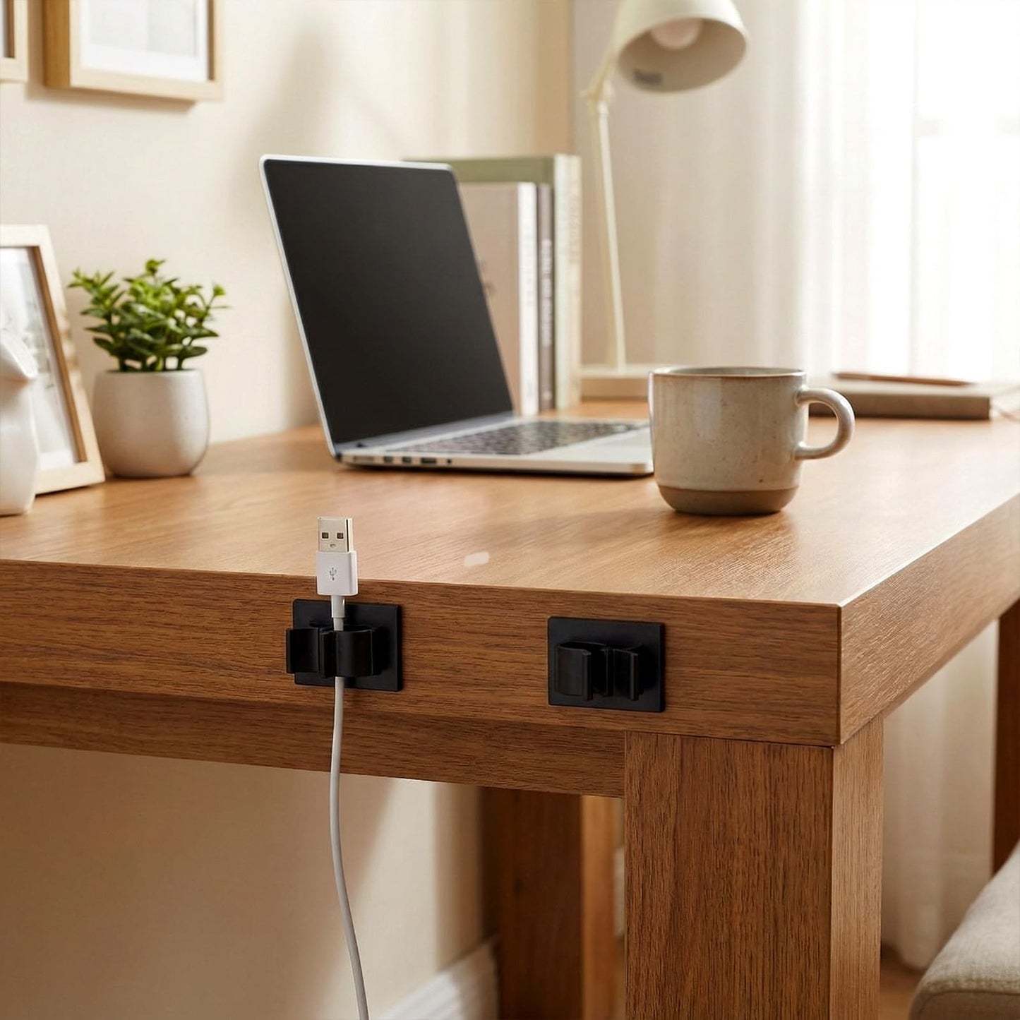 Eboot 50 Pieces Adhesive Cable Wire Clips Strong Cord Clips Wire Holders Cable Cord Straps Management Clamps Tie Holder for The Wall, Under Desk, Car