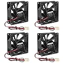 UMLIFE 4PCS 80mm Fan 12V DC 8025 High Airflow Cooling Fan 2 Wire 3Pin Dual Ball DIY Cooler 12 v Fans for PC Power Supply Electronics Cooling