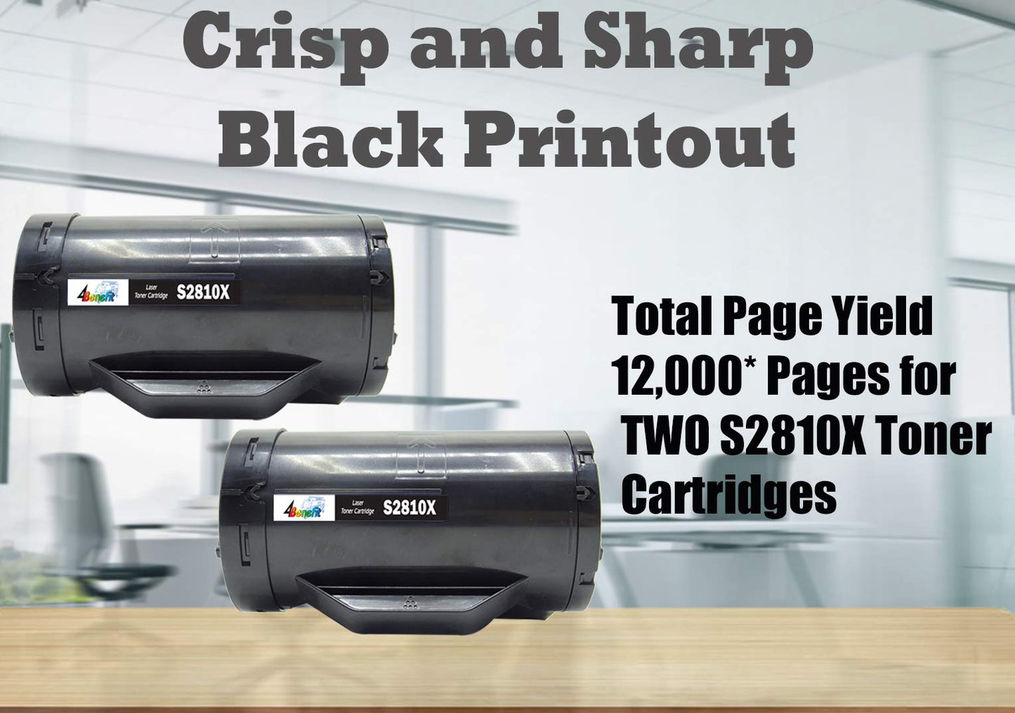 4Benefit 2-Pack (Black) Compatible Dell S2810dn S2810X 2810X Toner Cartridge S2815dn Used for H815dw S2810 593-BBML F9G3N KNRMF Printer