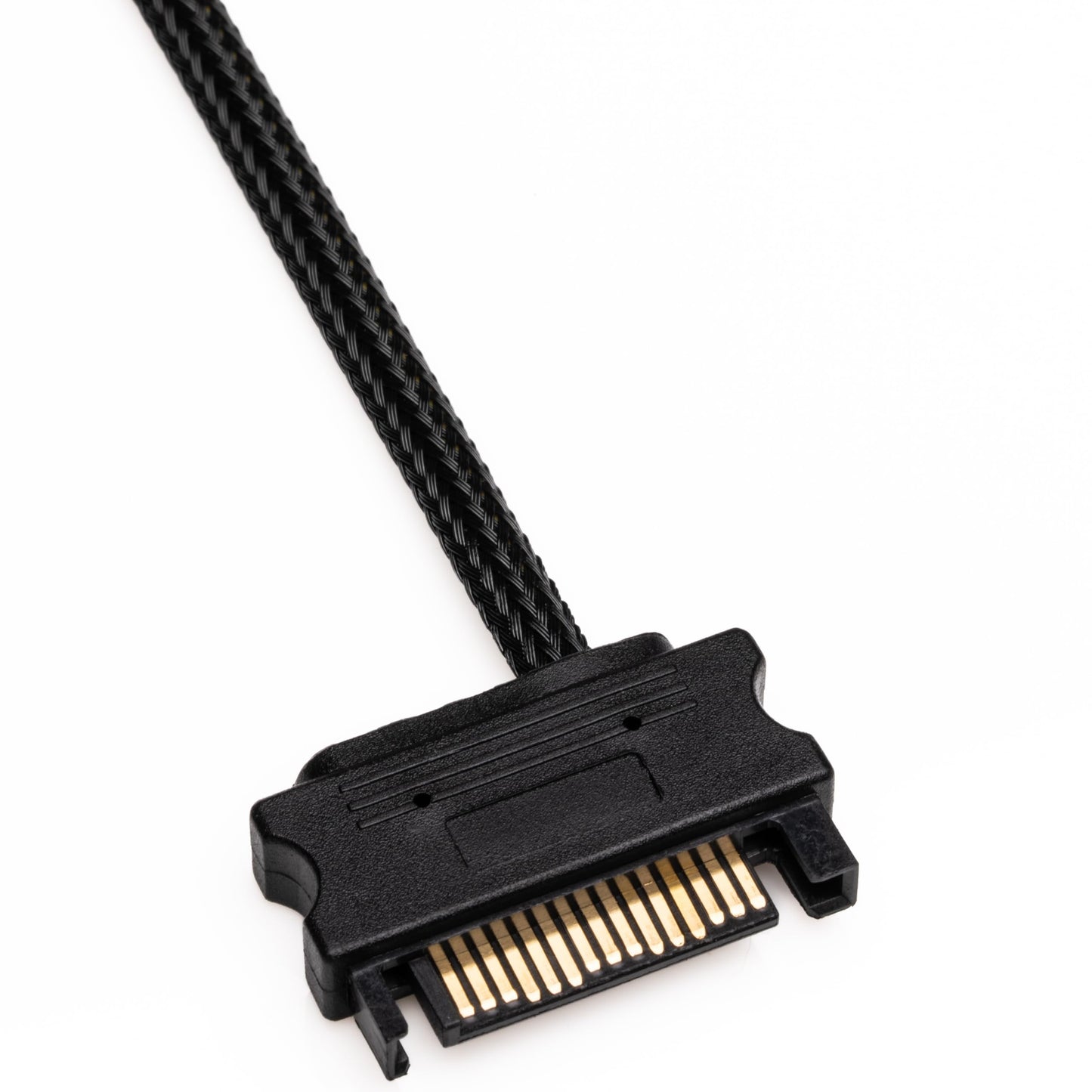 CRJ 15-Pin SATA to 12V DC Plug Adapter Cable - 12-inch (30cm), Black Sleeved - Electronics 12V 5.5mm x 2.1mm Barrel Plug Power Adapter from an ATX