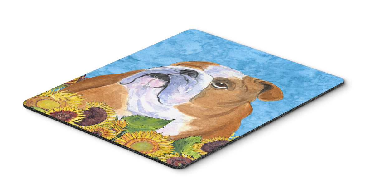 Caroline's Treasures SS4125MP Bulldog English in Summer Flowers Mouse Pad, Hot Pad or Trivet for Home Office Gaming Working Computers Laptop Mouse