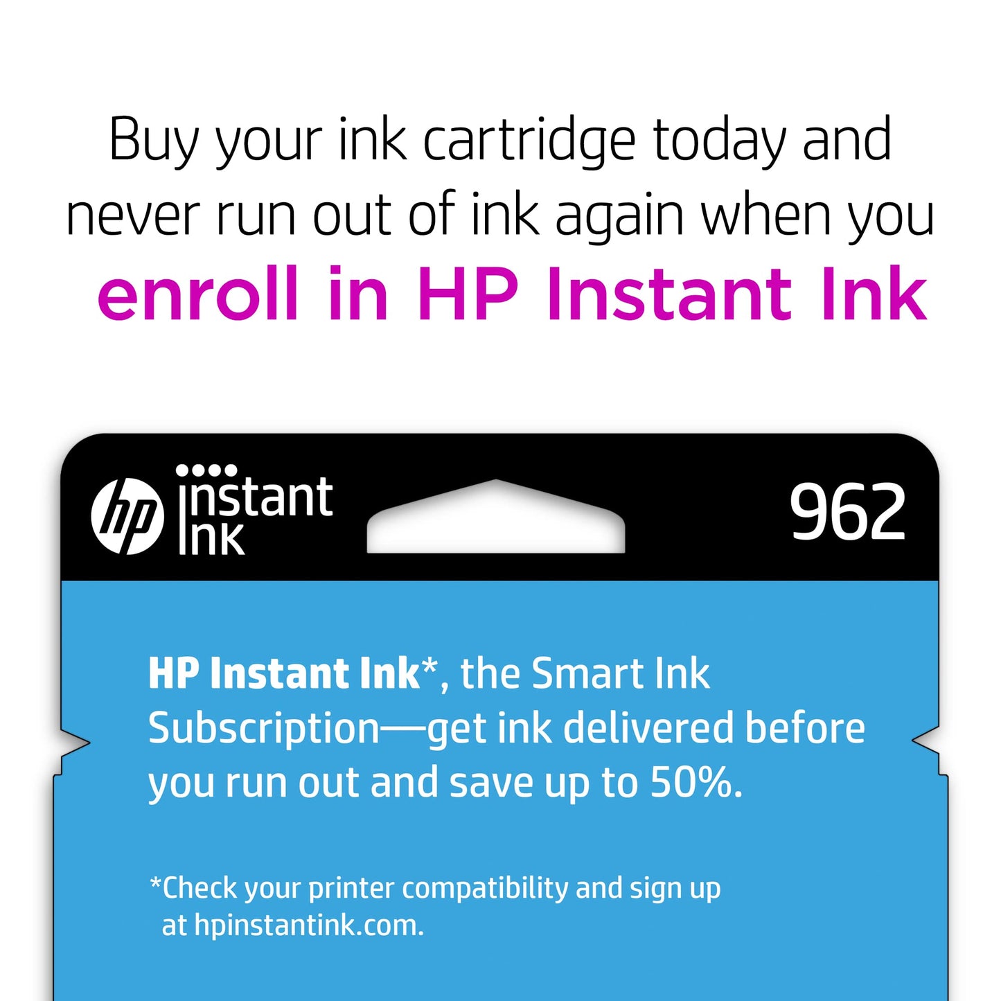 HP 962 Cyan Ink Cartridge | Works with OfficeJet 9010, Pro 9010, 9020 | Eligible for Instant Ink | 3HZ96AN