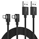 SUNGUY Right Angle Micro USB Cable 6FT [2 Pack], 18W 90 Degree Micro USB Cable Fast Charging USB 2.0 Data Sync Compatible for Samsung Galaxy S7 Edge