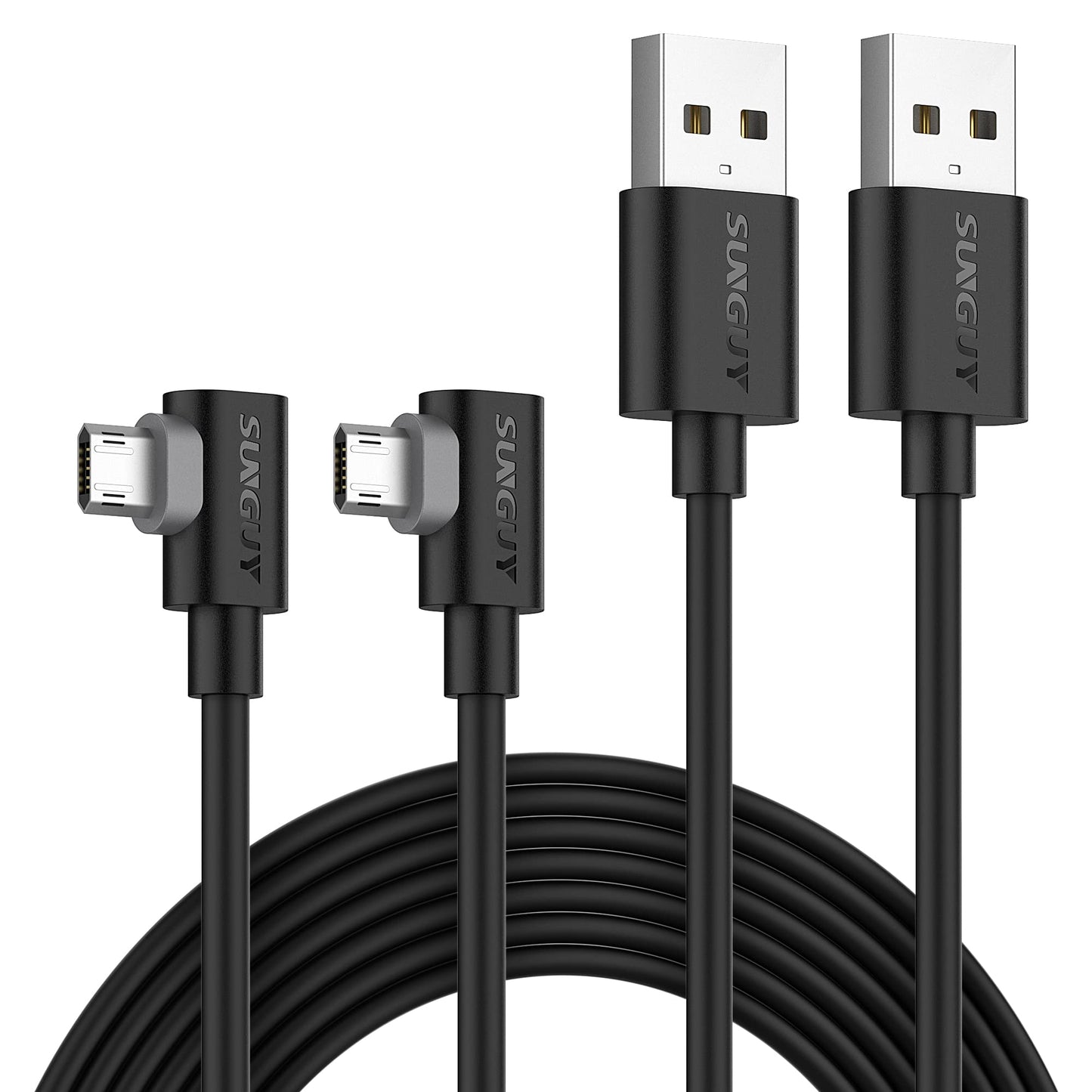SUNGUY Right Angle Micro USB Cable 6FT [2 Pack], 18W 90 Degree Micro USB Cable Fast Charging USB 2.0 Data Sync Compatible for Samsung Galaxy S7 Edge