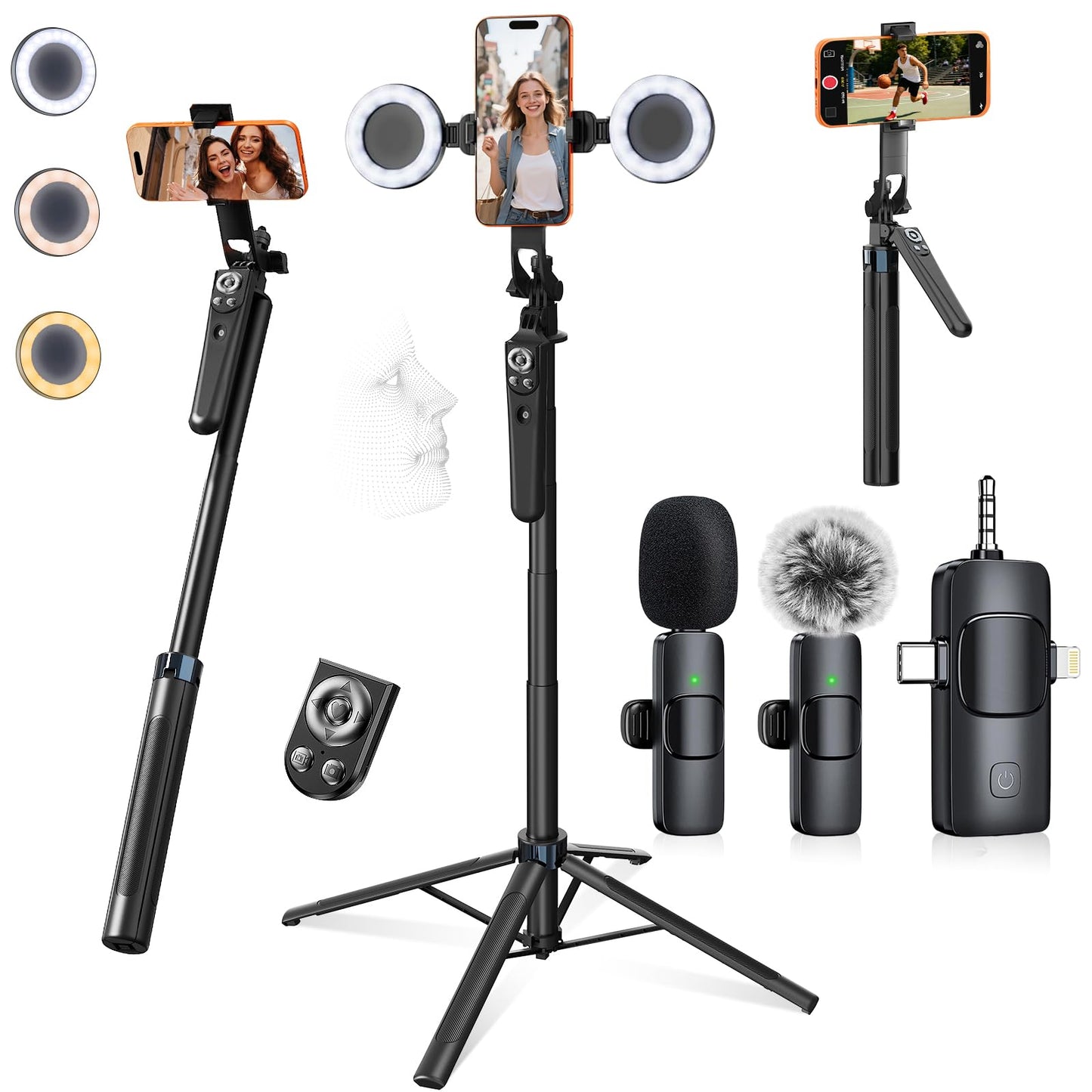 Tripod for iPhone Vlogging Kit with Mic, Content Creator Essentials