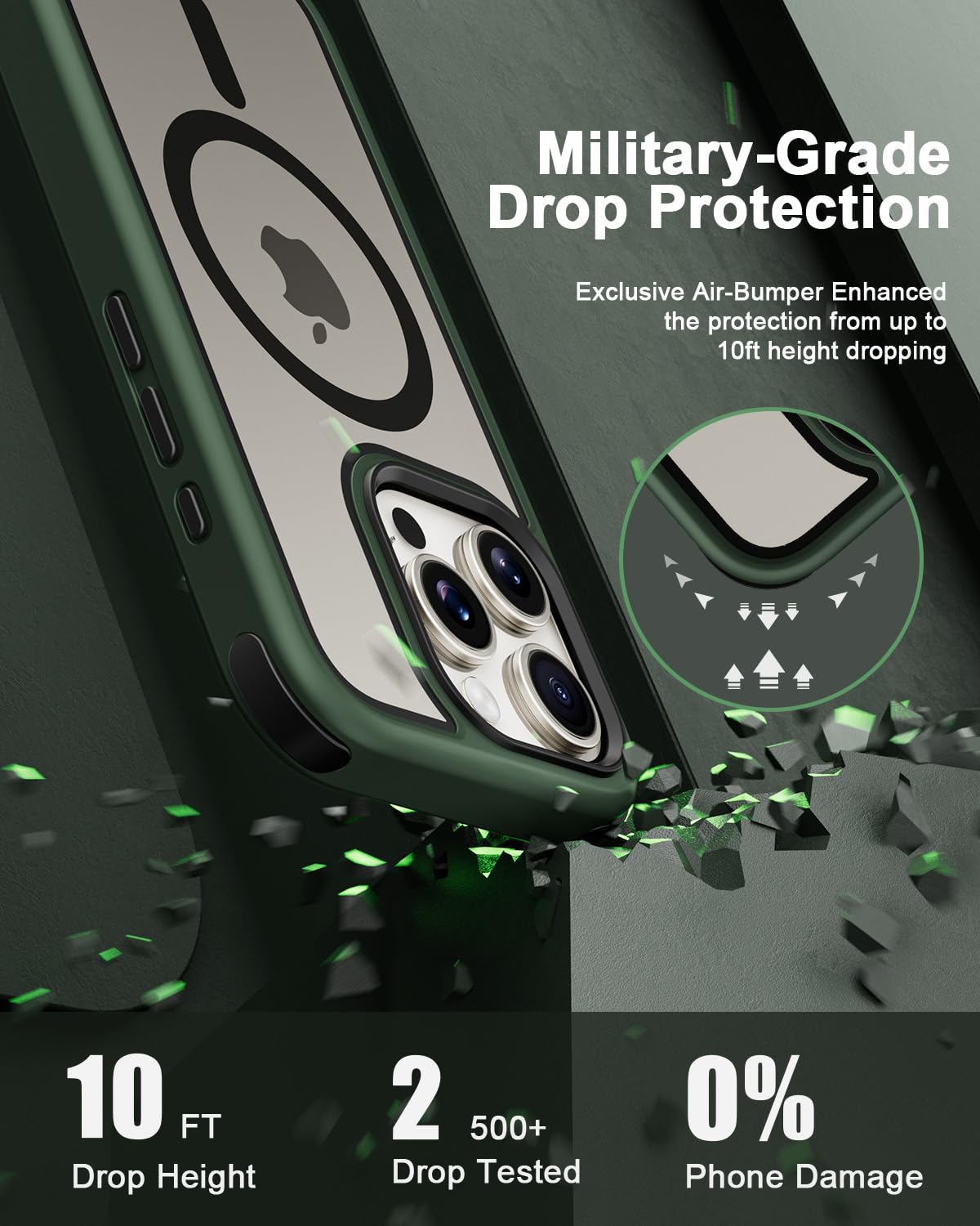 Mobnano for iPhone 15 Pro Case, Compatible with MagSafe, Crystal Clear Case with Magnetic Ring, Multicolor Protective Shockproof Bumpers, Not