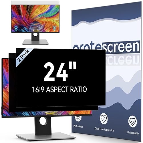 [2-Pack] 24 Inch Computer Privacy Screen Filter for 16:9 Widescreen Monitor, Removable Eye Protection Anti Glare Blue Light Filter Privacy Shield